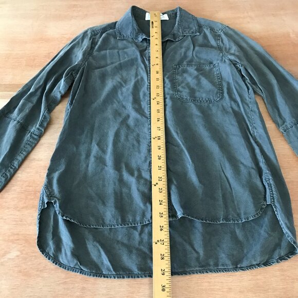 Rag & Bone Top Women S Blue Button Up Pocket Long Sleeve Hi Lo Hem Collared - Picture 5 of 13
